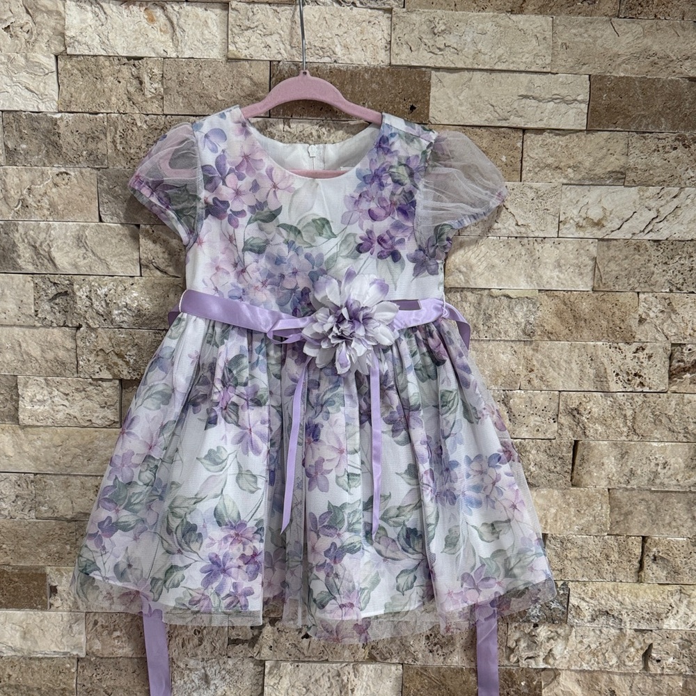 Rare Editions Purple and White Floral Dress